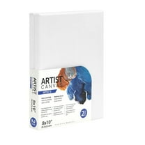 Artist Stretched Canvas, 8"X10", 2 Pack, 100% Cotton Acid Free, White, Deluxe Canvas, For All Skill Levels