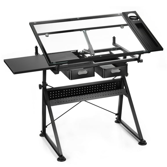 Artist Table by Artist's Loft - Glass-Top Table for Drafting - Drawing - Sketching - Painting - and Arts & Crafts - 1 Pack
