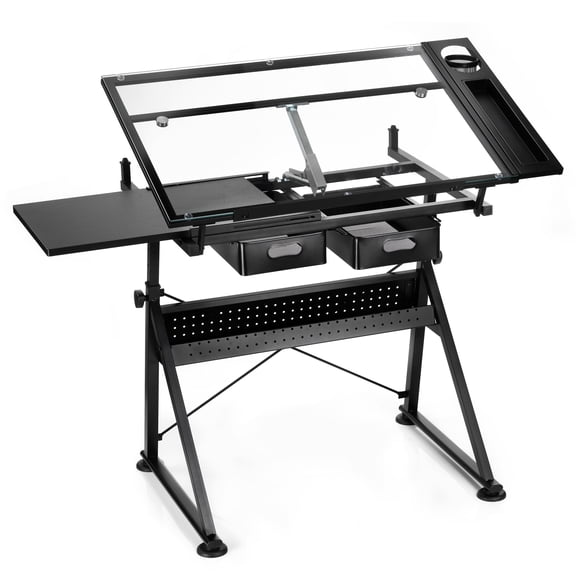 Artist Table by Artist's Loft - Glass-Top Table for Drafting - Drawing - Sketching - Painting - and Arts & Crafts - 1 Pack