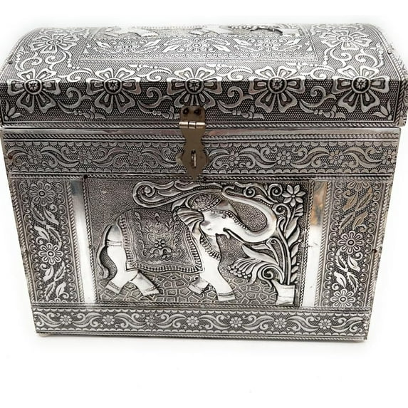 Artist Unknown Aluminum Oduduwa Chest - Vintage, Silver, 8.5 inches
