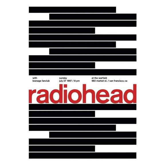 Artist Unknown Radiohead Poster, Concert at the Warfield, Market Street, San Francisco, California