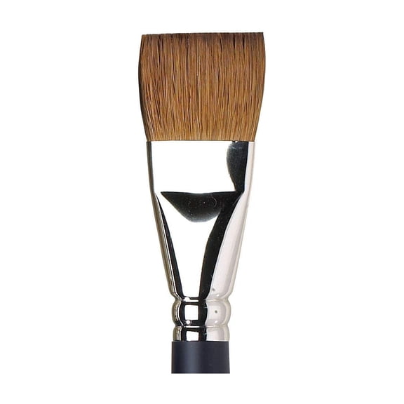 Artist Watercolor Sable Brush with Flat Edge, Perfect for One-Stroke Technique and Creating Smooth Washes, Professional Tool, Black