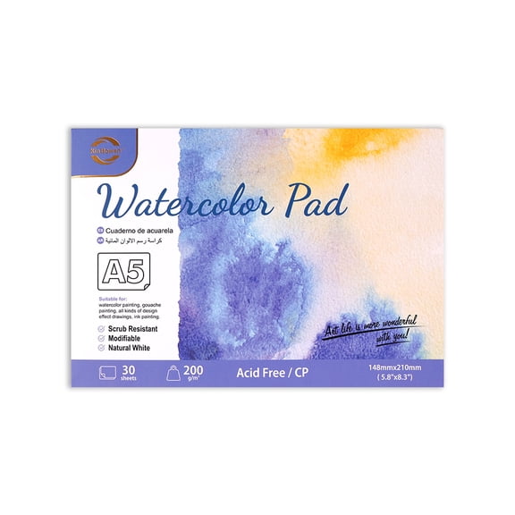 Artist Watercolor Sketchbook 200g Medium Grain Wood Pulp Paper A3/A4/A5 for Drawing & Outdoor Sketching