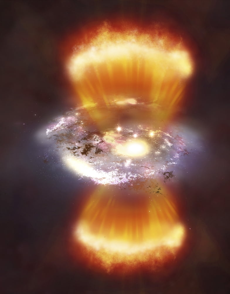 Artist concept of a galaxy inside of a glowing hydrogen blob Canvas Art - Stocktrek Images (26 x 32)