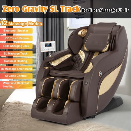 Artist hand 3D Full Body Zero Gravity Massage Chair Recliner SL Track,AI Voice,Heating,Foot Massage,Bluetooth(Brown)