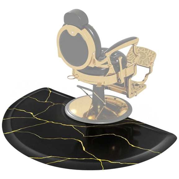 Artist hand 3ft x 5ft 1/2"Thick Anti-Fatigue Barber Chair Floor Standing Mats Salon Stylist Pads Non-Slip,Semi-Circle(Black Gold)