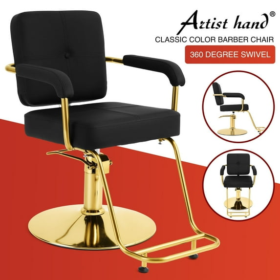 Artist hand Hydraulic Barber Chair Heavy Duty Hair Styling Beauty Salon Spa Equipment(Black+Gold)