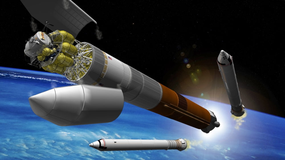 Artist rendition of a heavy-lift rocket Canvas Art - Stocktrek Images (37 x 21)