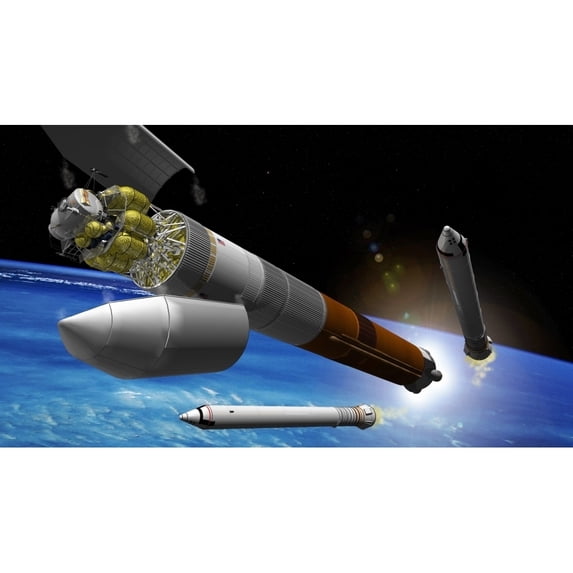 Artist rendition of a heavy-lift rocket Poster Print