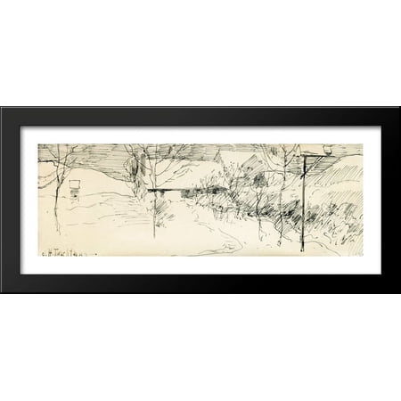 Artist's House, Greenwich, Connecticut 40x16 Large Black Wood Framed Print Art by John Henry Twachtman