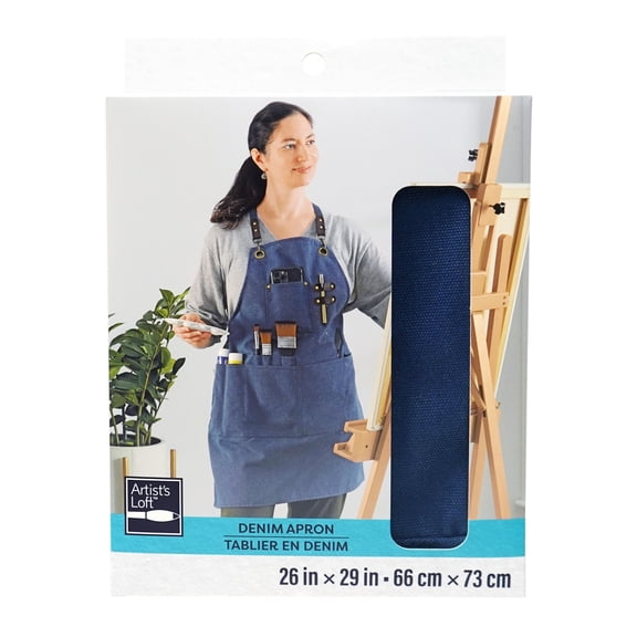 Artist's Loft 11-Pocket Artist Apron - Adjustable Heavy-Duty Studio Smock for Painting and Pottery - Blue - 26" x 29" - 1-Pack