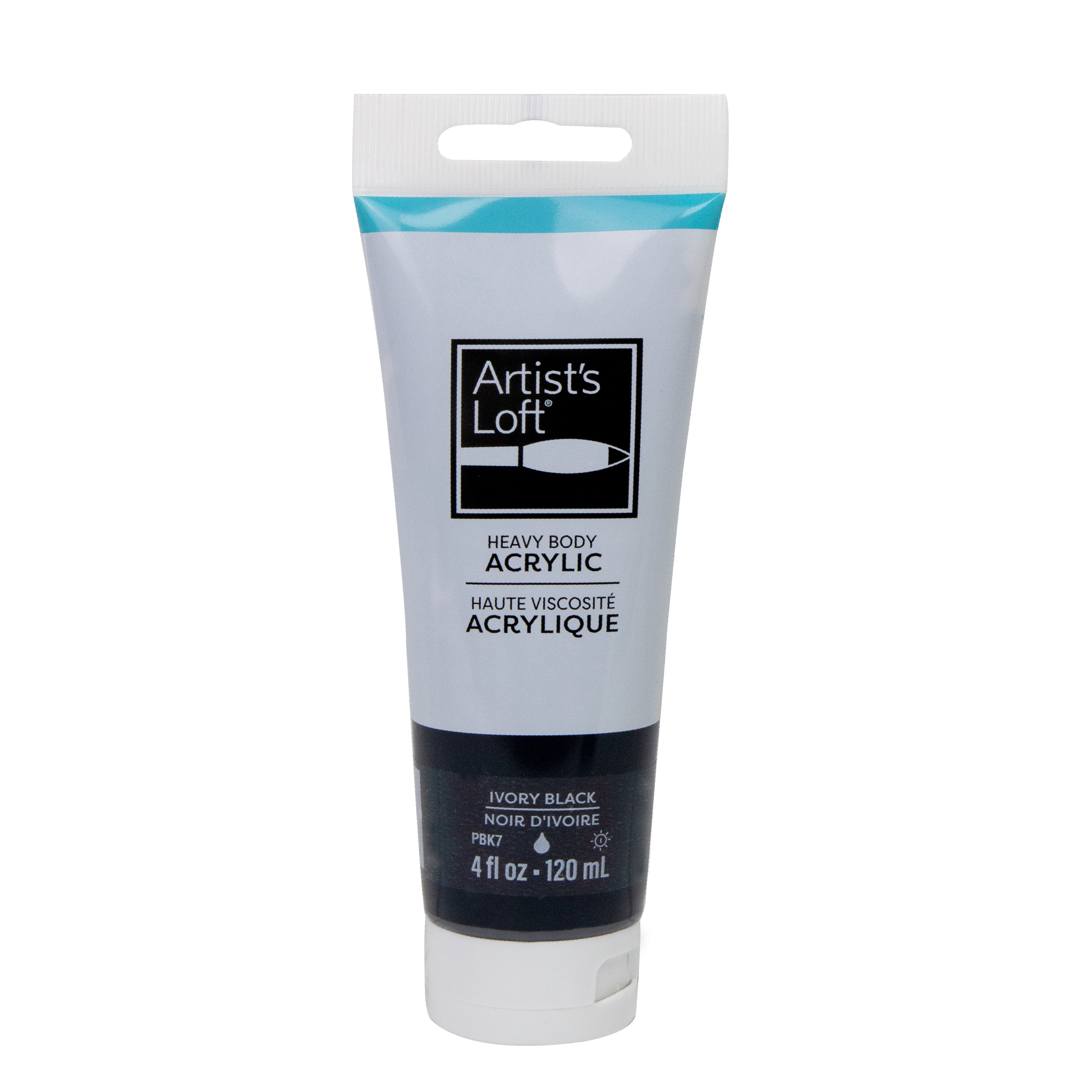 Artist's Loft Heavy Body Acrylic Paint, Extra-High Viscosity High-Gloss Academic Level 1, Black, 4 fl. oz., 12-Pack