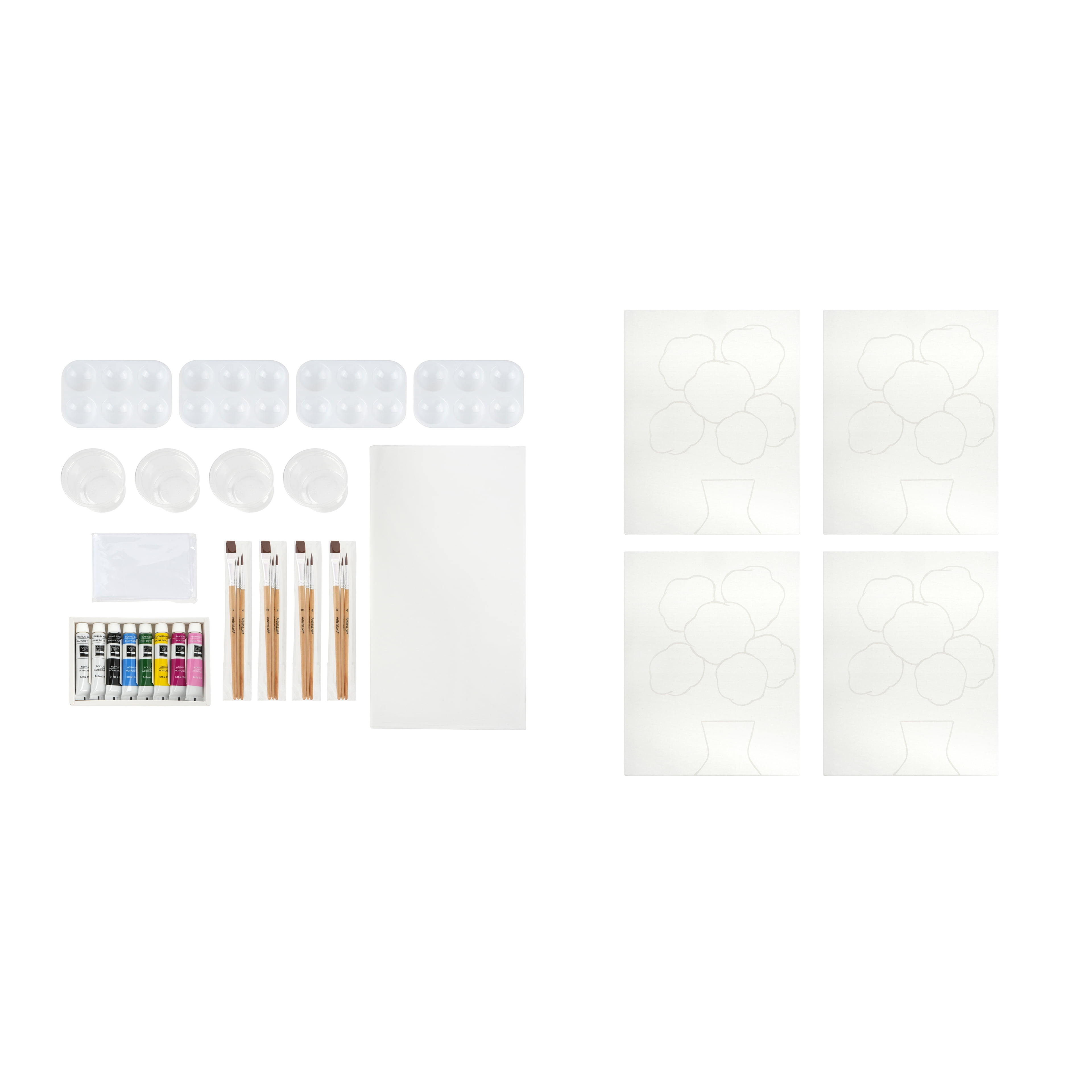Artist’s Loft Paint Party Kit – Floral Bouquet Painting Set with Pre-Printed Canvases - Acrylic Paints & Brushes - Multi-Color - 11" x 14" - 1 Pack