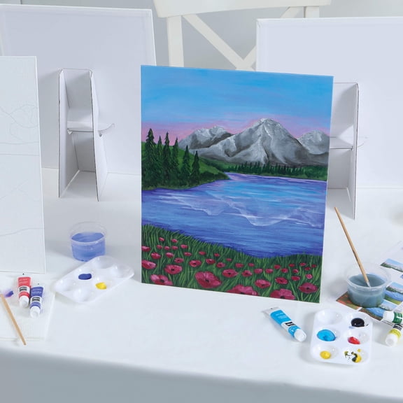Artists Loft Paint Party Kit Mountain Landscape Painting Set with Pre-Printed Canvases - Acrylic Paints & Brushes - Multi-Color - 11" x 14" - 1 Pack