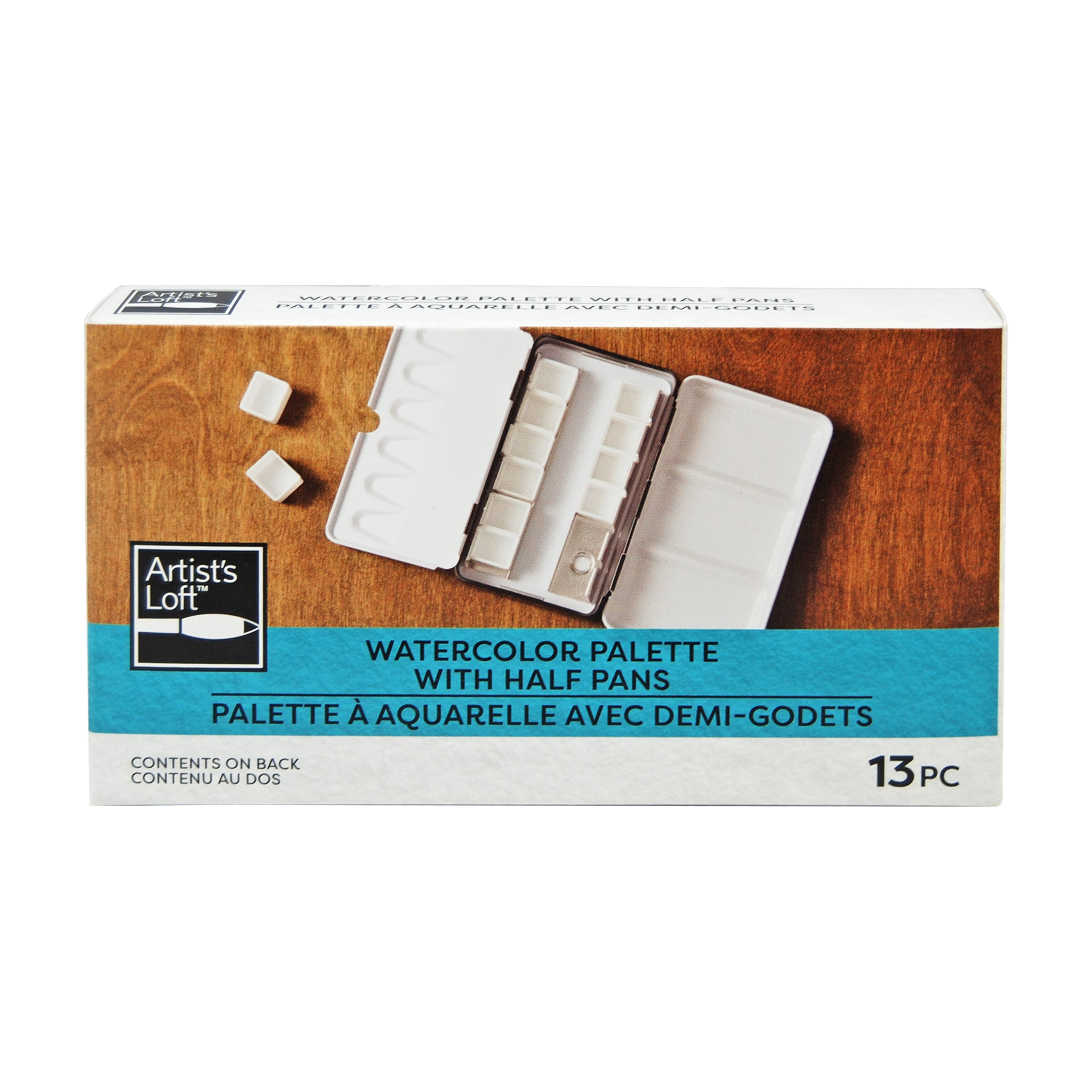 Artist's Loft Portable Watercolor Palette Tin with Half Pans, 6 Pack