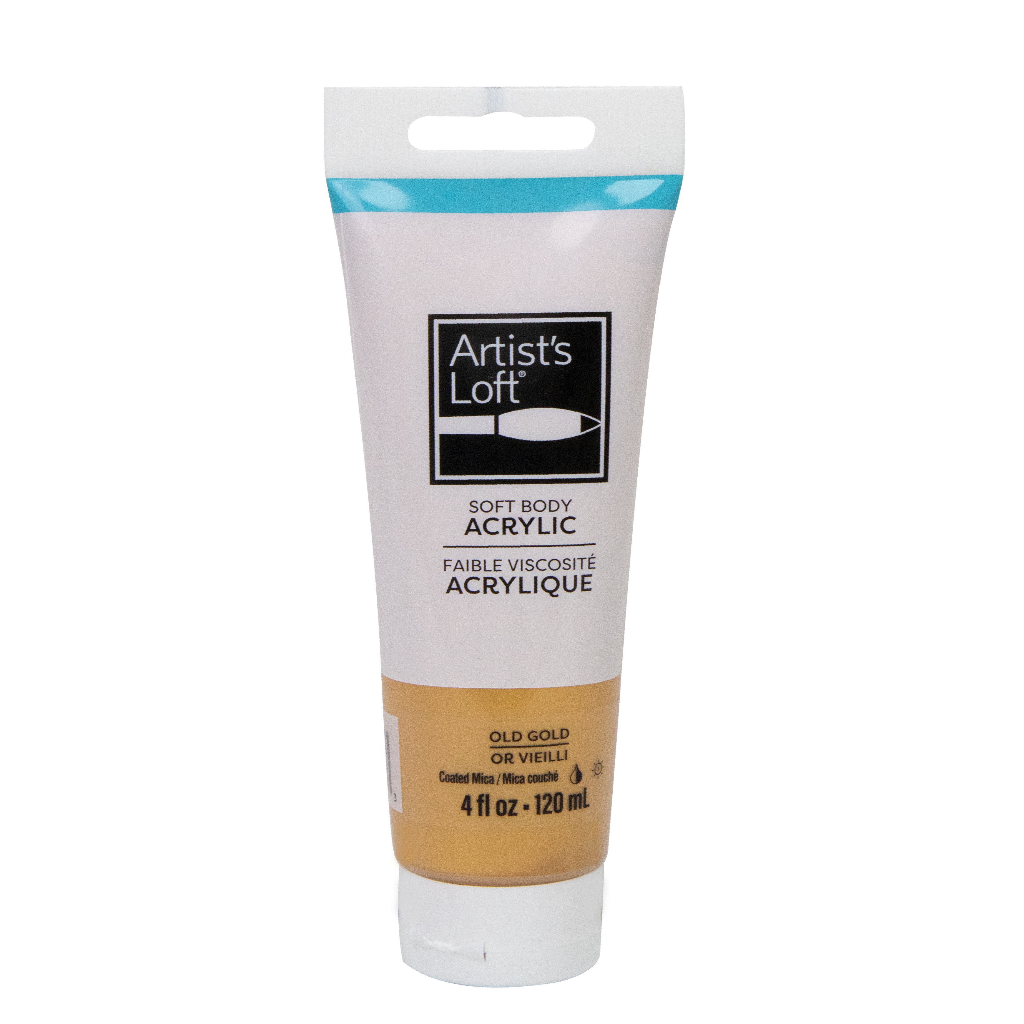 Artist's Loft Soft Body Acrylic Paint, Low Viscosity Satin-Gloss Academic Level 1, Gold, 4 fl. oz., 12-Pack