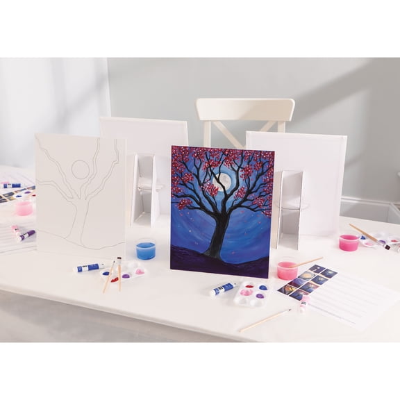 Artist's Loft Tree Design Painting Party Kit - All-in-One Group Art Activity for Four - Assorted Colors - 11" x 14" - 68-Piece Set