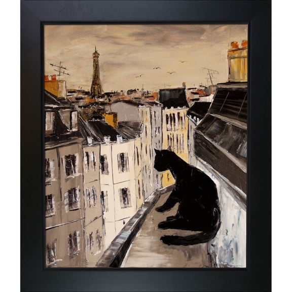 ArtistBe Atelier De Jiel 'Black Cat on Roofs of Paris' Framed Fine Art Print