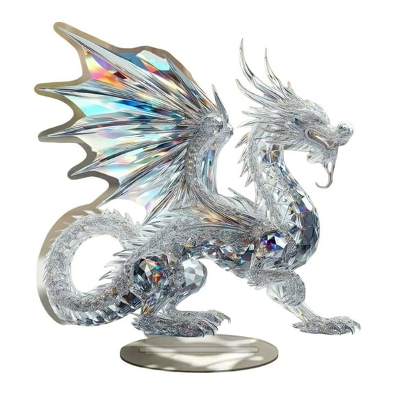 Artistic 2D Flat Dragon Wolf Multicolor Acrylic Statue Tabletop Decoration Gift