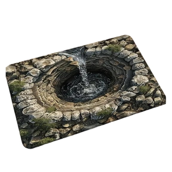 Artistic 3D Optical Illusion Cave Stone Printed Doormat Nonslip Absorbent Floor Rug for Stylish Home Entrance Decors