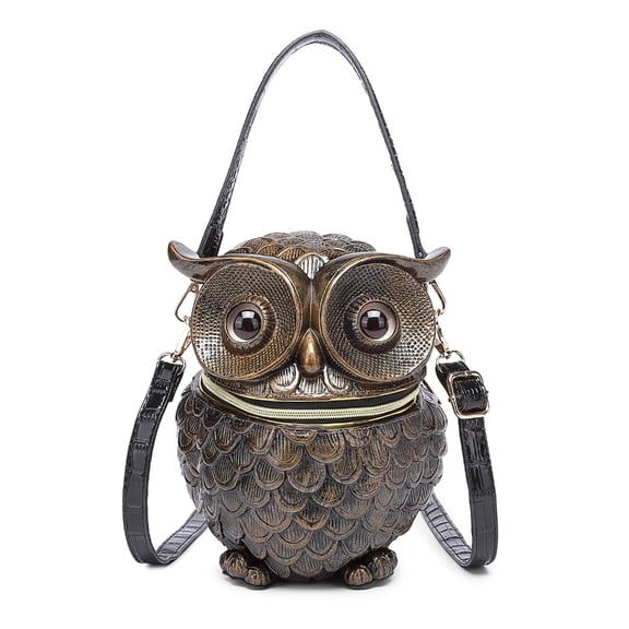 Artistic 3D Owl Carved Women's Messenger Bag PU Shoulder Bags Handbag