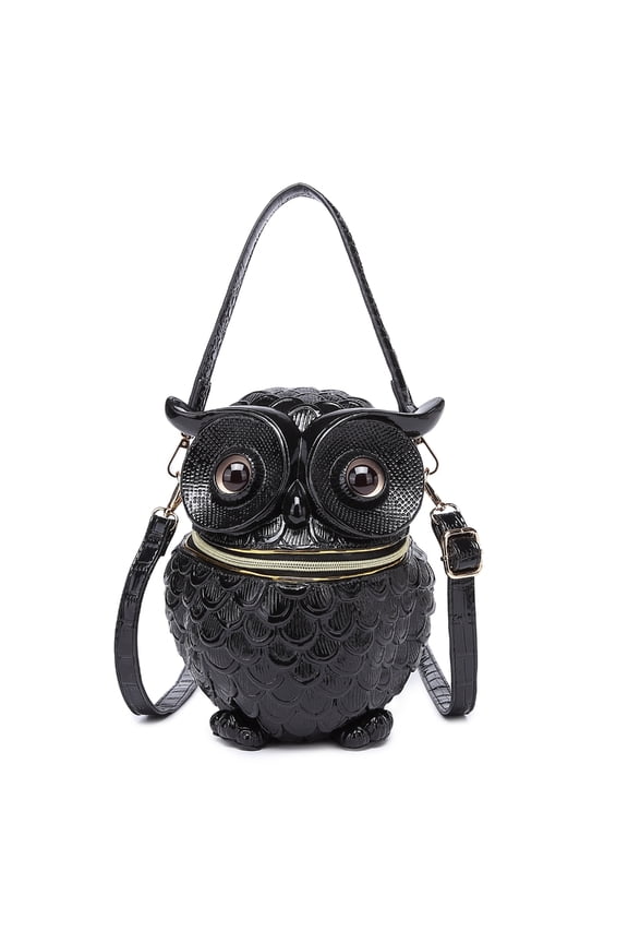 Artistic 3D Owl Carved Women's Messenger Bag PU Shoulder Bags Handbag