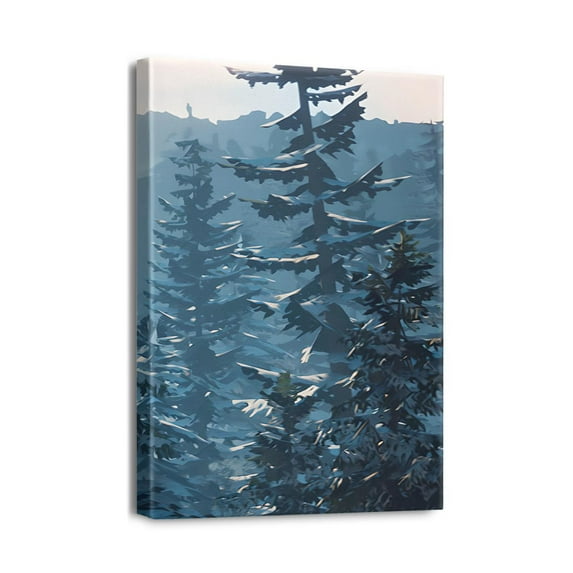 Artistic Abstract Mountain and Forest Painting - 12x16 inch Framed Canvas Print Perfect for Bedroom, Living Room, or Office Decor