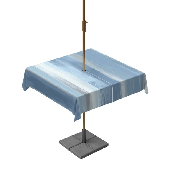 Artistic Abstract Outdoor Rectangle Tablecloth with Umbrella Hole 54"x54", Oil Painting Gradient Blue Simple Casual Waterproof Zippered Table Cloth Wrinkle Free Wipeable Desk Covers for Patio Party