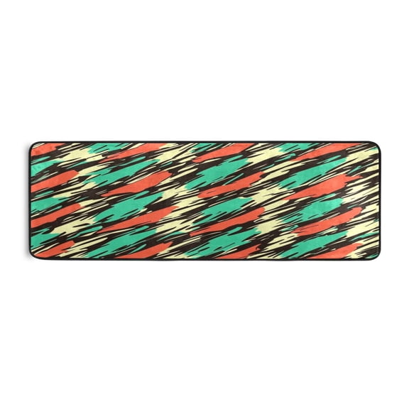 Artistic Abstract Pattern 72x24" Runner Rug, Non-Slip Memory Foam Cushion, Anti-Crease for Hallways and Bedrooms
