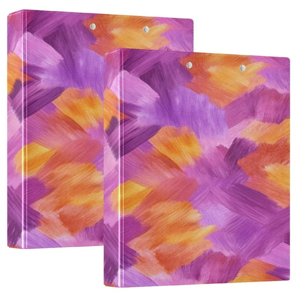 Artistic Abstract Patterns 12.4x10.6in PVC Round Ring Binder, D-Ring 3-Hole, Metal Clip, 200 Sheets