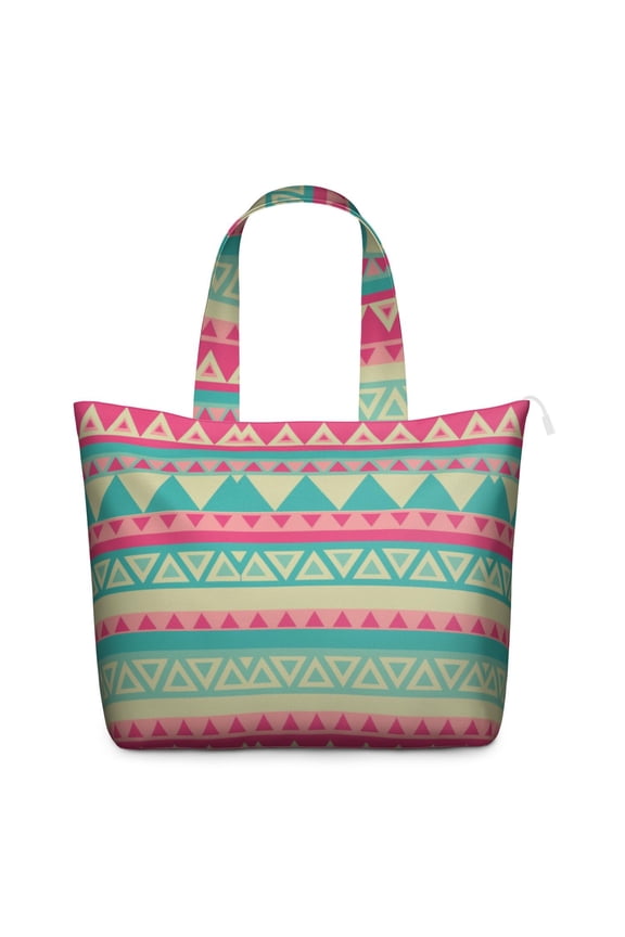 Artistic Abstract Travel Bag for Women, Boho Tote with Floral Tribal Vintage Design, Stylish Large Weekender Bag for Workouts, Weekend Adventures