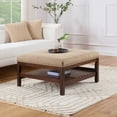 thumbnail image 1 of Artistic Accomplishment Coffee Table Ottoman with Storage, Soft Fabric Upholstery, Nailhead Trim, Padded Seat, Slatted Shelf for Display, Easy Assembly, 1 of 6