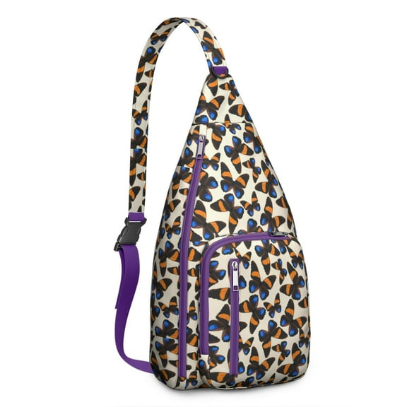 Artistic Aesthetic Shoulder Bag - Butterfly Lovers Sling Backpack with Floral Print, Durable Chest Pack for Travel/Camping