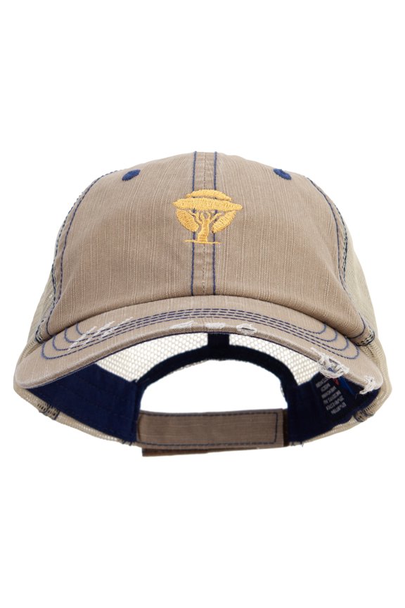 Artistic Afircan Logo Embroidered Low Profile Special Cotton Mesh Cap - Khaki OSFM