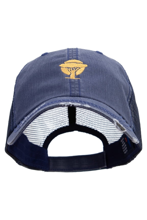 Artistic Afircan Logo Embroidered Low Profile Special Cotton Mesh Cap - Navy OSFM