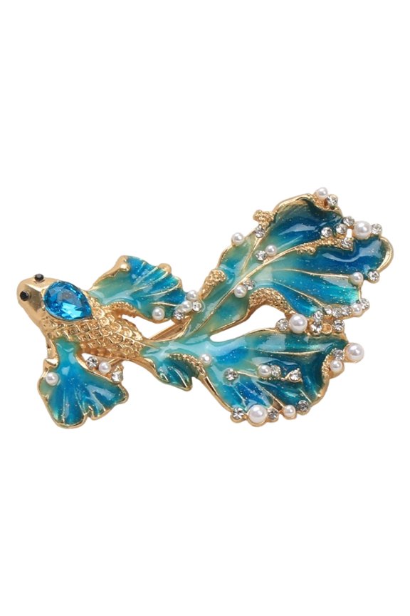 Artistic Alloy Brooch Showcasing Long Tail Fish Vibrant Color for Sea Themed Fashion and Artistic Expression