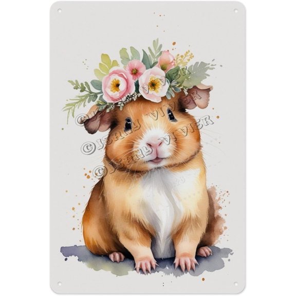 Artistic Aluminum Sign - Funny Hamster - 12 x 16 Inches - Unique Metal Sign for Bedroom