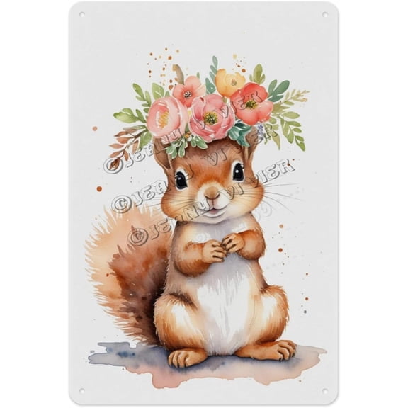 Artistic Aluminum Sign - Funny Squirrel - 8 x 12 Inches - Unique Metal Sign for Living Room Perfect for Animal Lovers