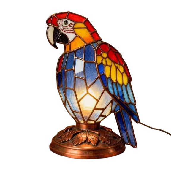 Artistic Animal Shaped Resin Night Light Creative Hand Painted Feather Texture Desktop Lamp For Home Decoration