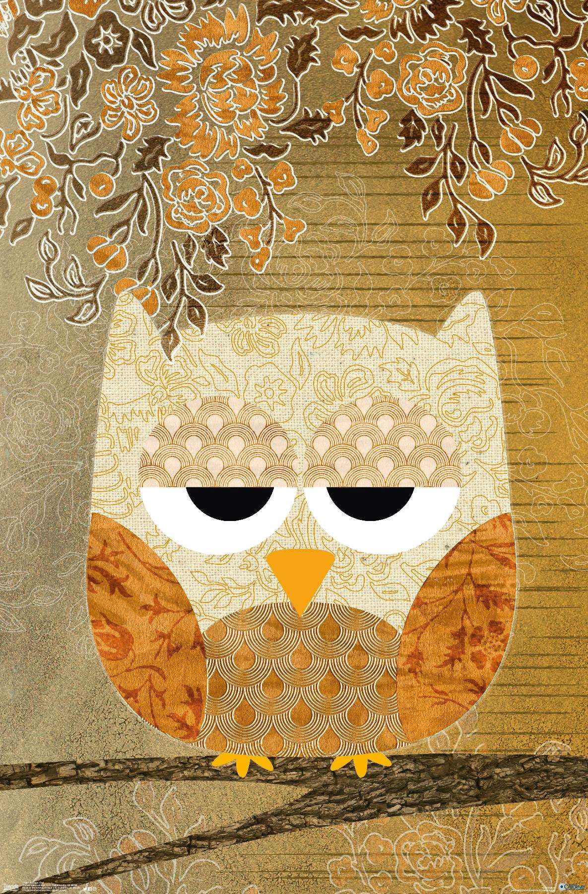 Artistic Antique Owl Wall Poster, 14.725" x 22.375"