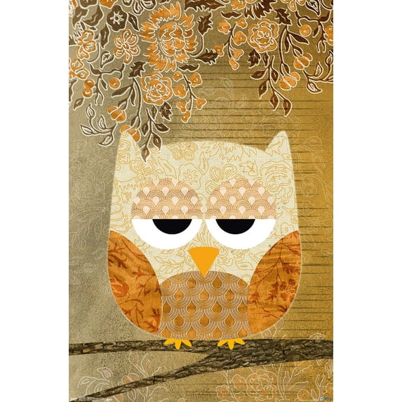 Artistic Antique Owl Wall Poster, 14.725" x 22.375"