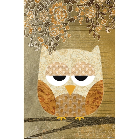 Artistic Antique Owl Wall Poster, 22.375" x 34"