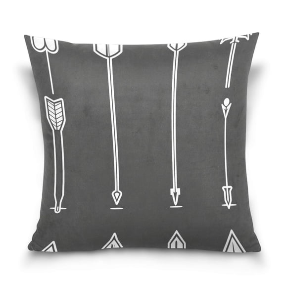 Artistic Arrow Collection 18x18 Inch Plush Velvet Pillowcase Double Sided Print, Hidden Zipper