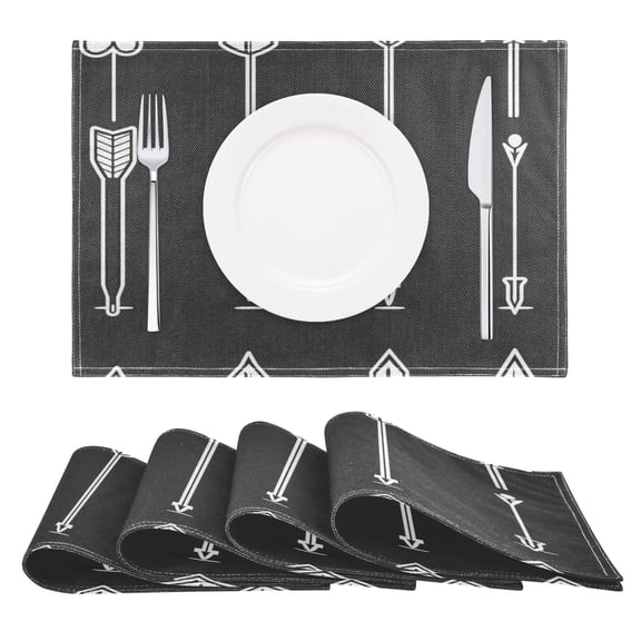 Artistic Arrow Collection Reversible Placemat Set of 4 Non Slip Coffee Mats 18x12 Inch for Dining, Kitchen, Coffee