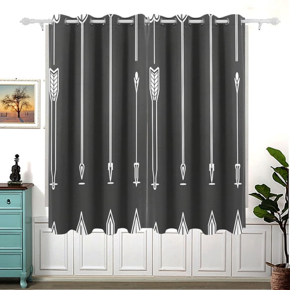Artistic Arrow Collection Thermal Blackout Curtains 63x55 Inch 2 Panels Grommet Window Drapes for Bedroom Living Room