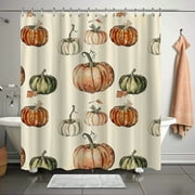 Artistic Autumn Vibes: Elevate Your Bathroom with HandDrawn Pumpkins & Gourds on a Cream Background