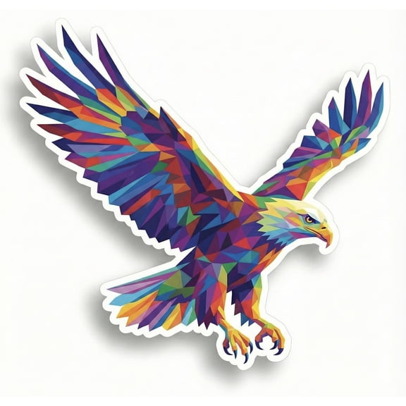 Artistic Bald Eagle Car Decal - Vibrant Multi-Color Geometric American Eagle Vinyl Sticker for Cars, Trucks, Laptops, and Windows - Waterproof & UV Resistant Patriotic Decor