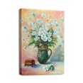 thumbnail image 1 of Artistic Bathroom Decor Blue Theme Floral Daisy, Framed Canvas Print, Ideal Painting Artwork for Bedroom, 12x16inch, 1 of 7