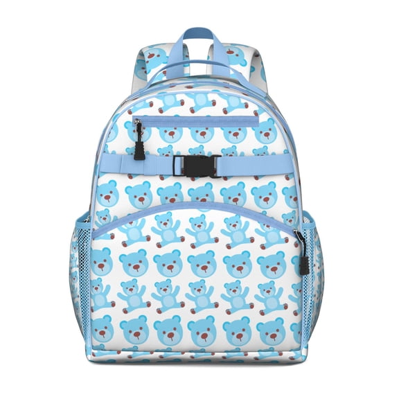 Artistic Bear Pattern School Bag Brown Bear Design with Hunting and Wild Nature Motifs for Student