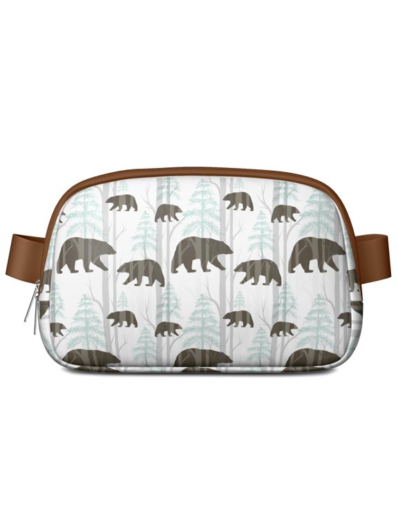 Artistic Bear Print Fanny Pack – Cute Waterproof Waist Bag with Bear Design – Adjustable Belt Bag for Travel, Running, and Outdoor Sports